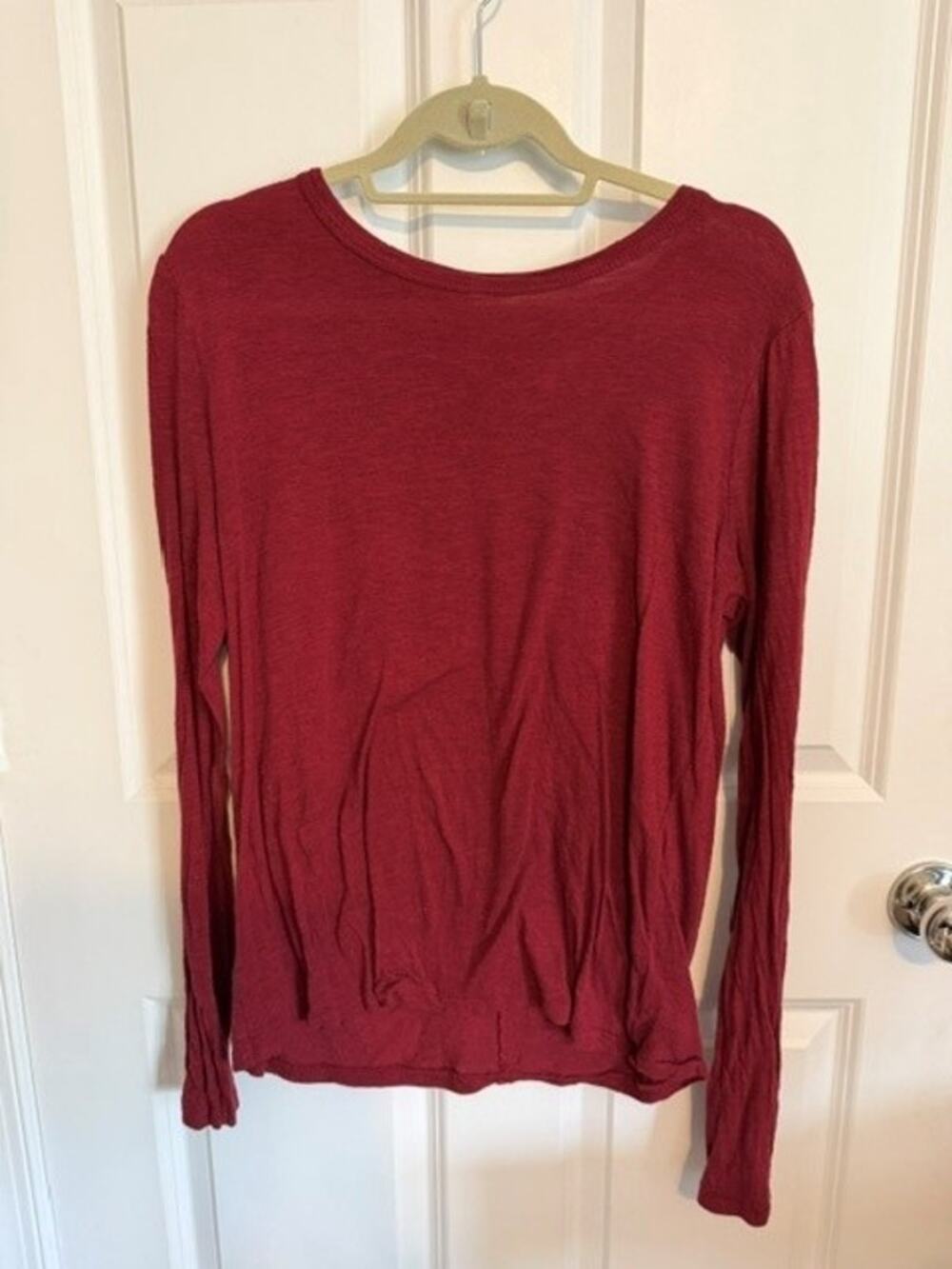 Z Supply Long-Sleeved Garnet Red T-Shirt Top Large